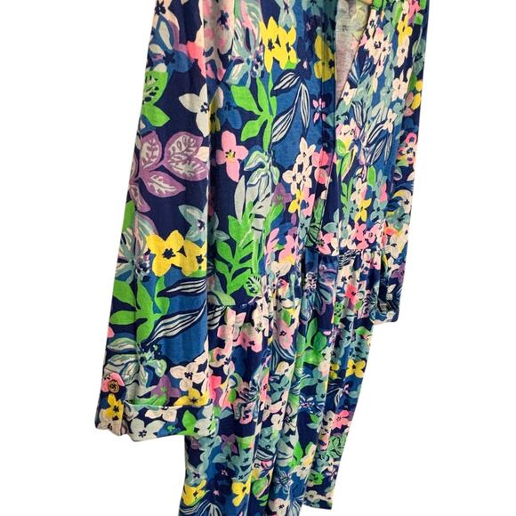 Lilly Pulitzer Jannie V Neck Dress Borealis Blue Social Sunset Medium Style 9459 - Picture 4 of 7